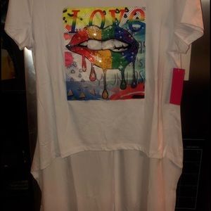 Love, Lips, rainbow tee shirt/tunic